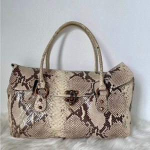Cynthia Rowley Brown White Python Snakeskin Leather
Satchel Purse